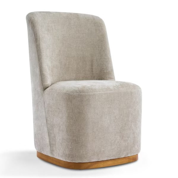 CHRISTOPHER KNIGHT HOME Elish Oatmeal Chenille Indoor Dining Chair with Sturdy Rubber Wood Frame, Set of 2