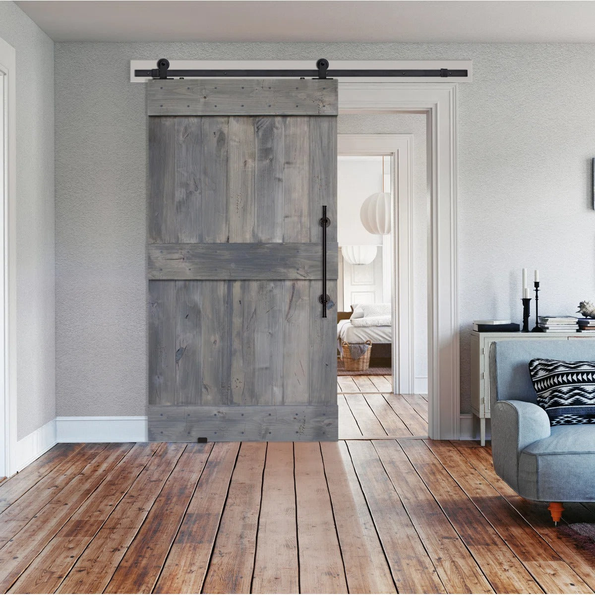 BarnWood Solid Wood without Installation Hardware Kit Barn Door