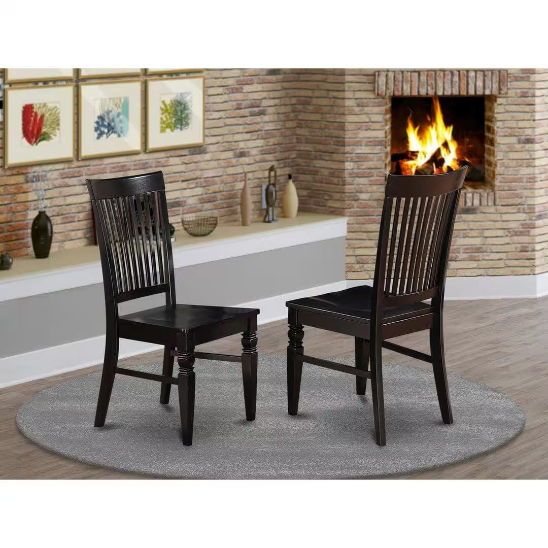 HOME IMPORTS EMPORIUM Black Wooden Seat Slat Back Dining Chair (Set of 2)