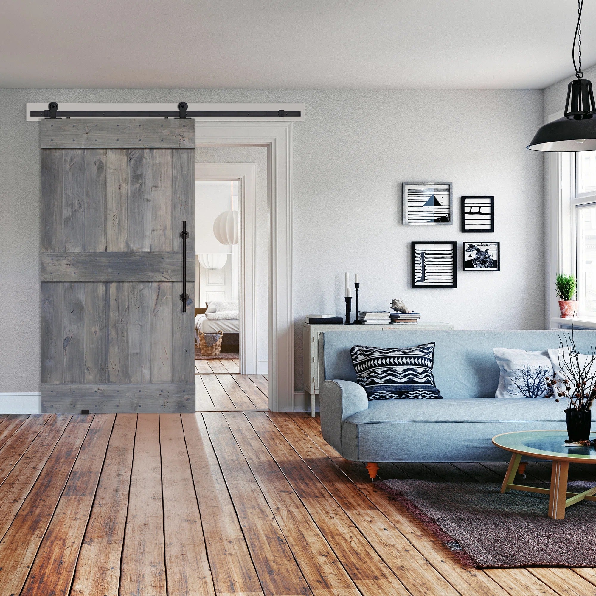 BarnWood Solid Wood without Installation Hardware Kit Barn Door