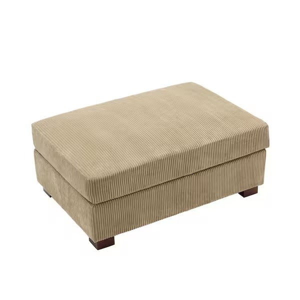 Uixe 41.5 in. Camel Corduroy Fabric Rectangle Ottoman with Wood Legs