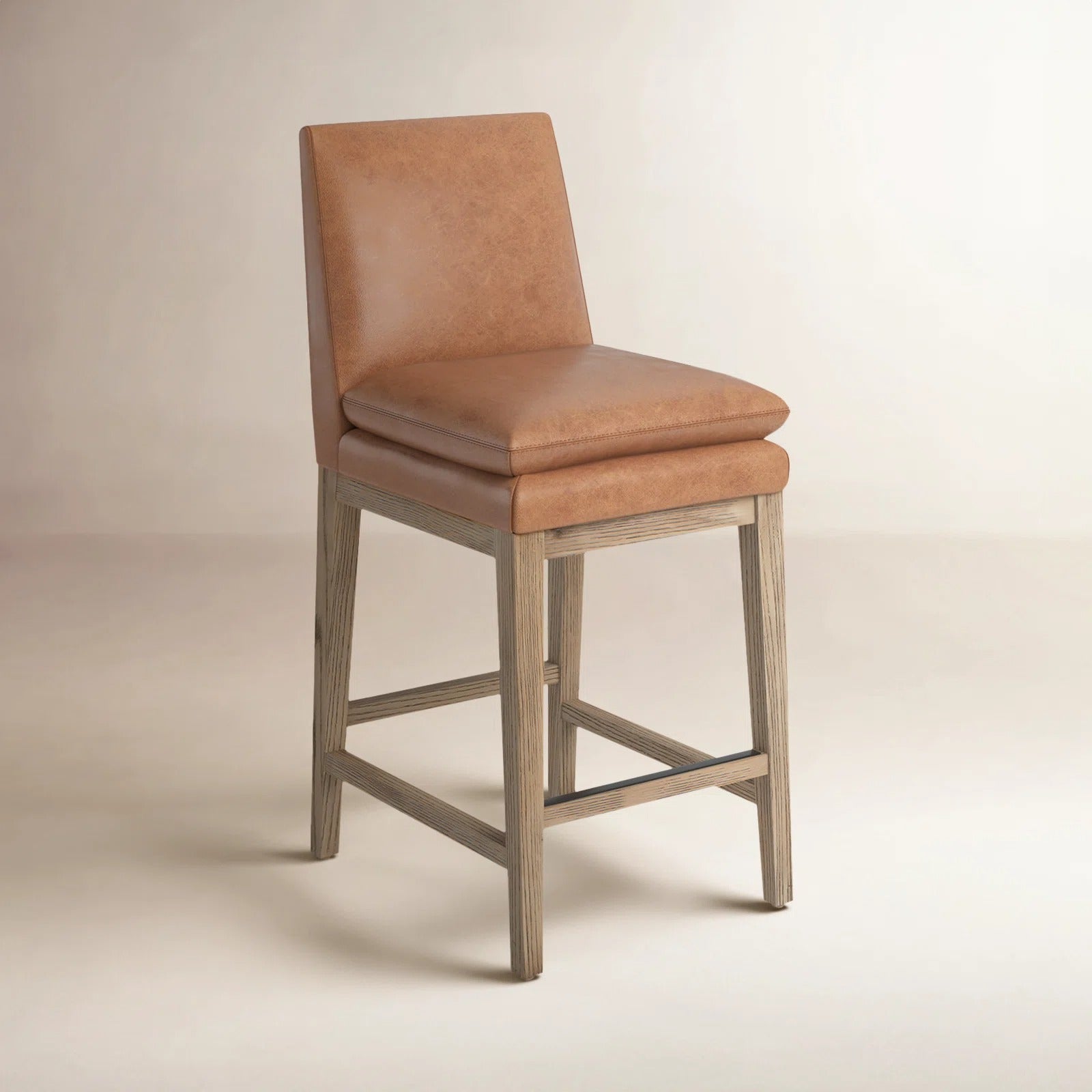 Bethea Genuine Leather Upholstered Counter Stool