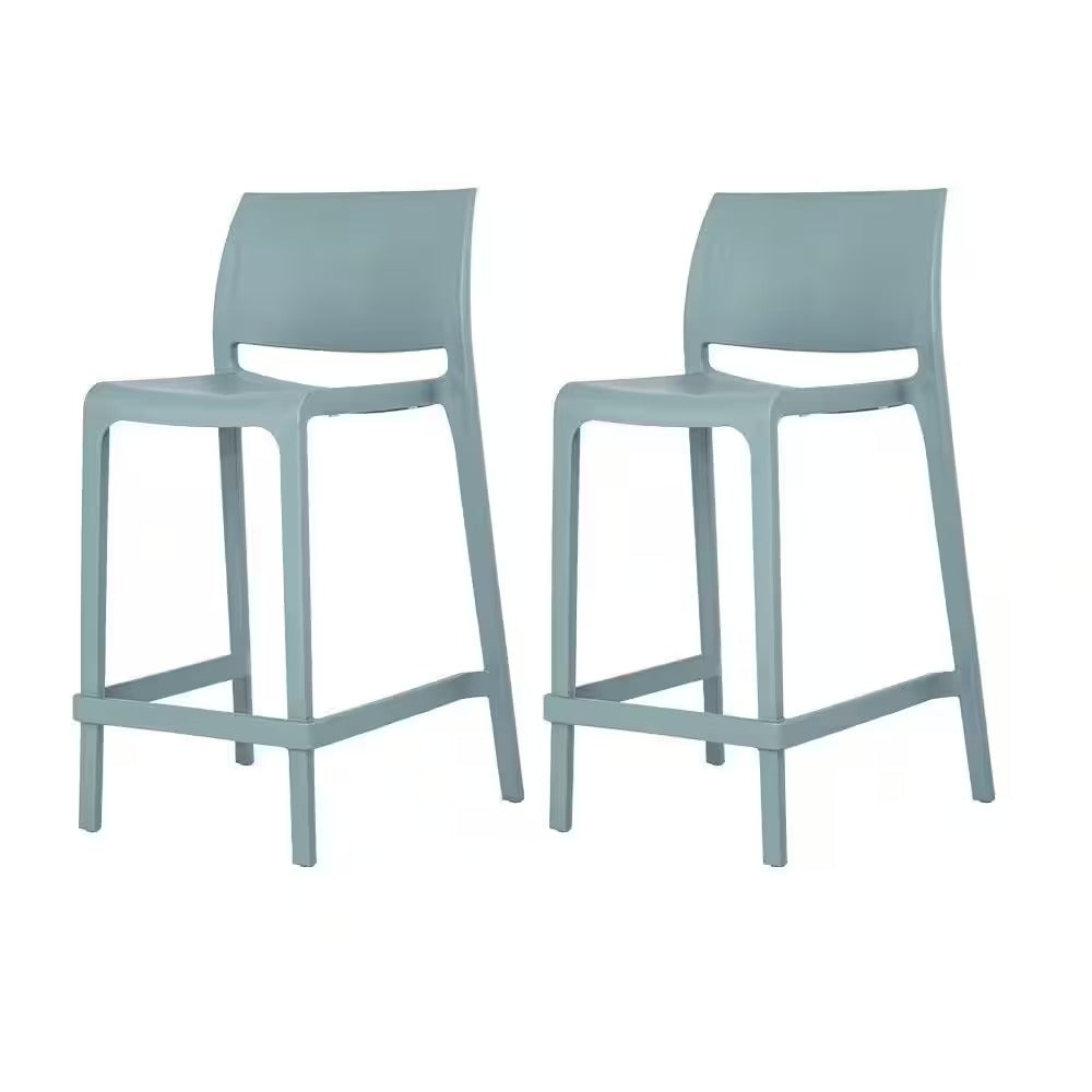 Lagoon Sensilla 37 in. Baby Blue Indoor/Outdoor Stackable Counter Stool (Set of 2)