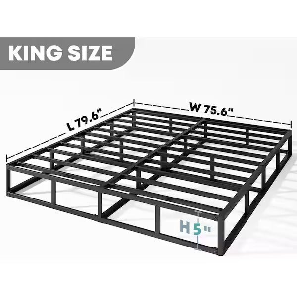 HOMZENE 5 in. H King Size Box Spring with Metal Structure, Mattress Foundation with Frabric Cover