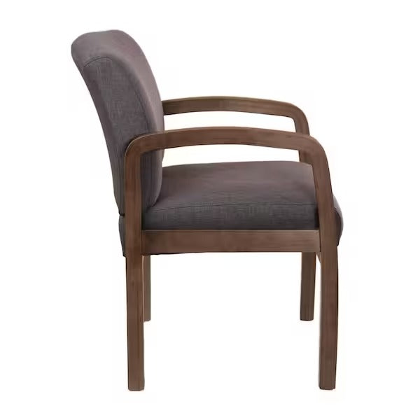 BOSS Office Products Grey Guest Chair with Driftwood Finish Frame