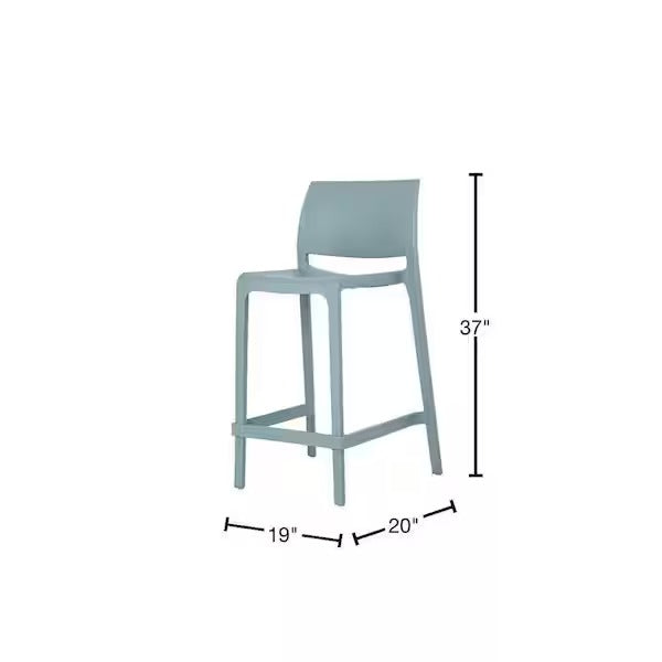Lagoon Sensilla 37 in. Baby Blue Indoor/Outdoor Stackable Counter Stool (Set of 2)