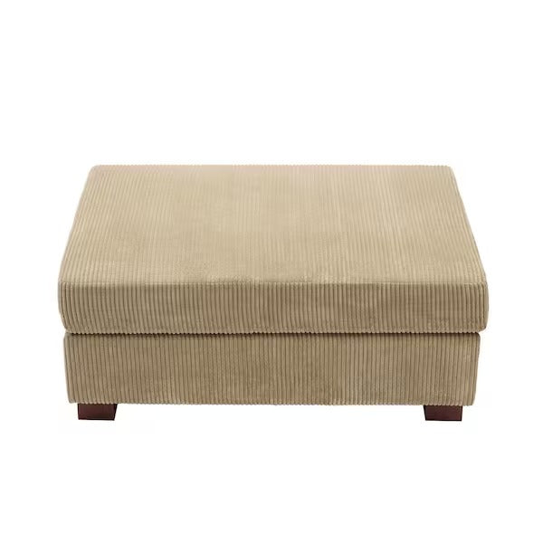 Uixe 41.5 in. Camel Corduroy Fabric Rectangle Ottoman with Wood Legs