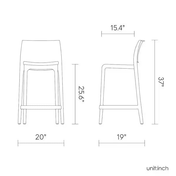Lagoon Sensilla 37 in. Baby Blue Indoor/Outdoor Stackable Counter Stool (Set of 2)