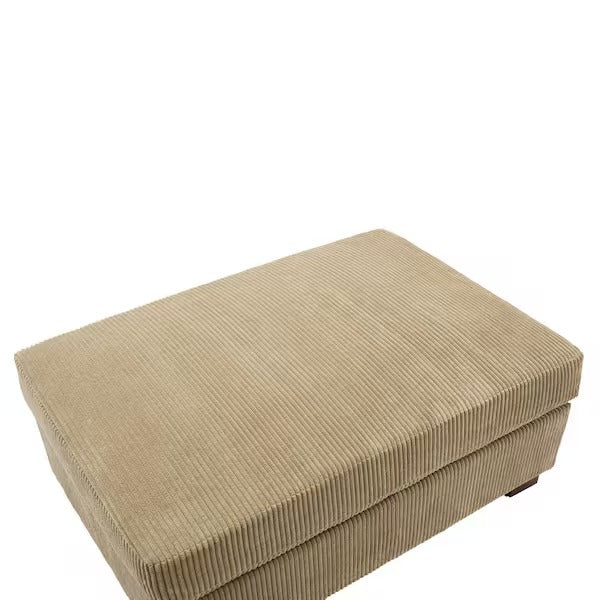 Uixe 41.5 in. Camel Corduroy Fabric Rectangle Ottoman with Wood Legs