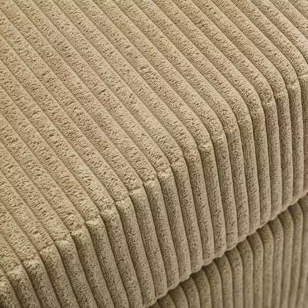 Uixe 41.5 in. Camel Corduroy Fabric Rectangle Ottoman with Wood Legs