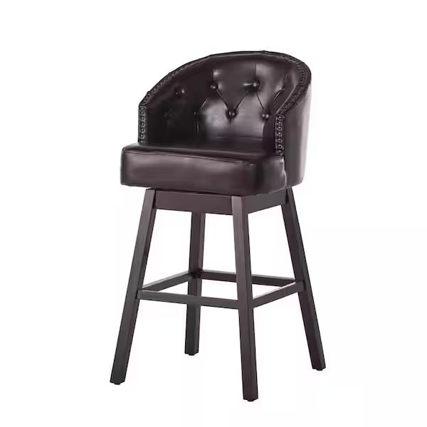 Noble House Ogden 41.5 in. Brown Swivel Cushioned Bar stool (Set of 2)