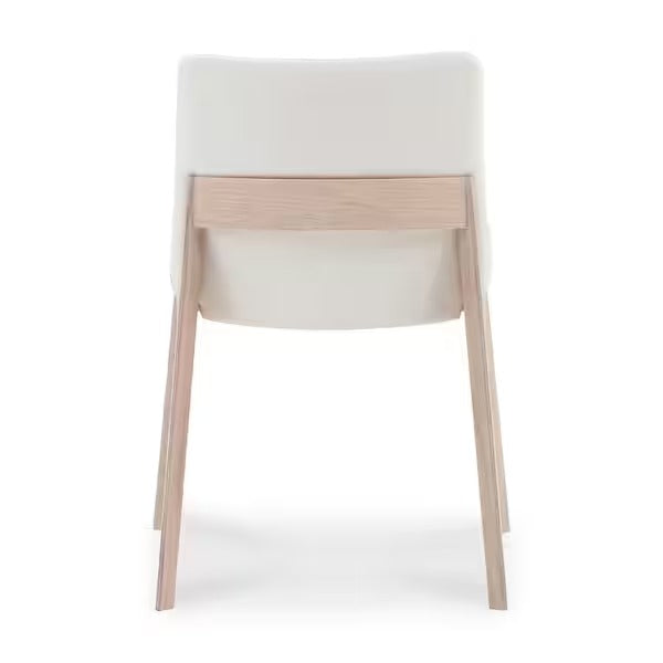 NADAAL STUDIOS Evren Cream White Vegan Leather Padded Seat Solid White Oak Dining Chair (Set of 2)