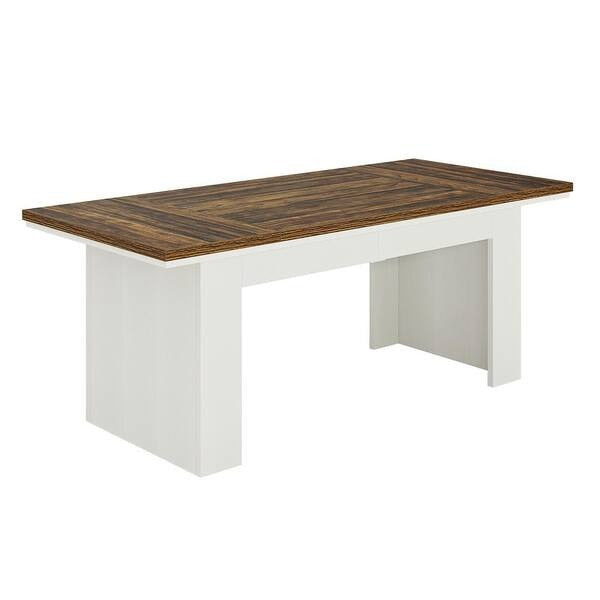TRIBESIGNS WAY TO ORIGIN Halseey 63 in. Rectangular Brown White Wood Large Executive Computer Desk Modern Home Office Study Writing Table